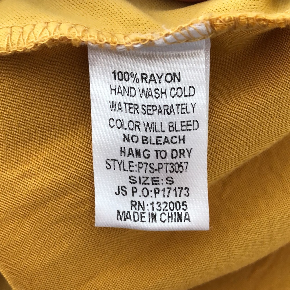 Boho Crochet Lace Embroidery Golden Yellow 3/4 Sleeve top Small - Picture 12 of 13